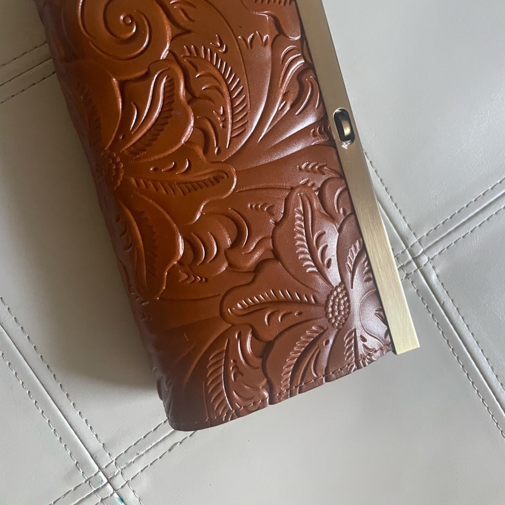 Elegant Brown Embossed Clutch